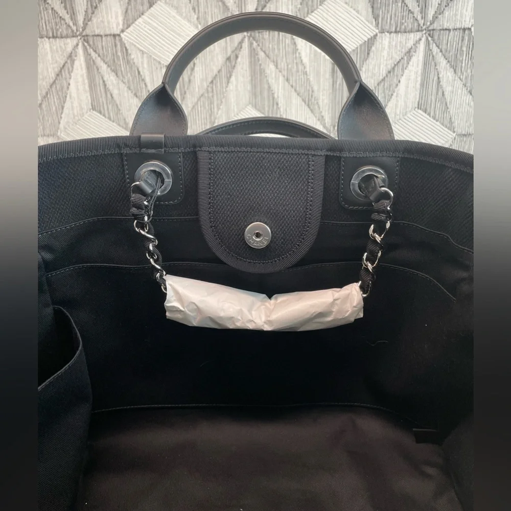 CHANEL Black Canvas Pearl Large Deauville Tote - Picture 7 of 10